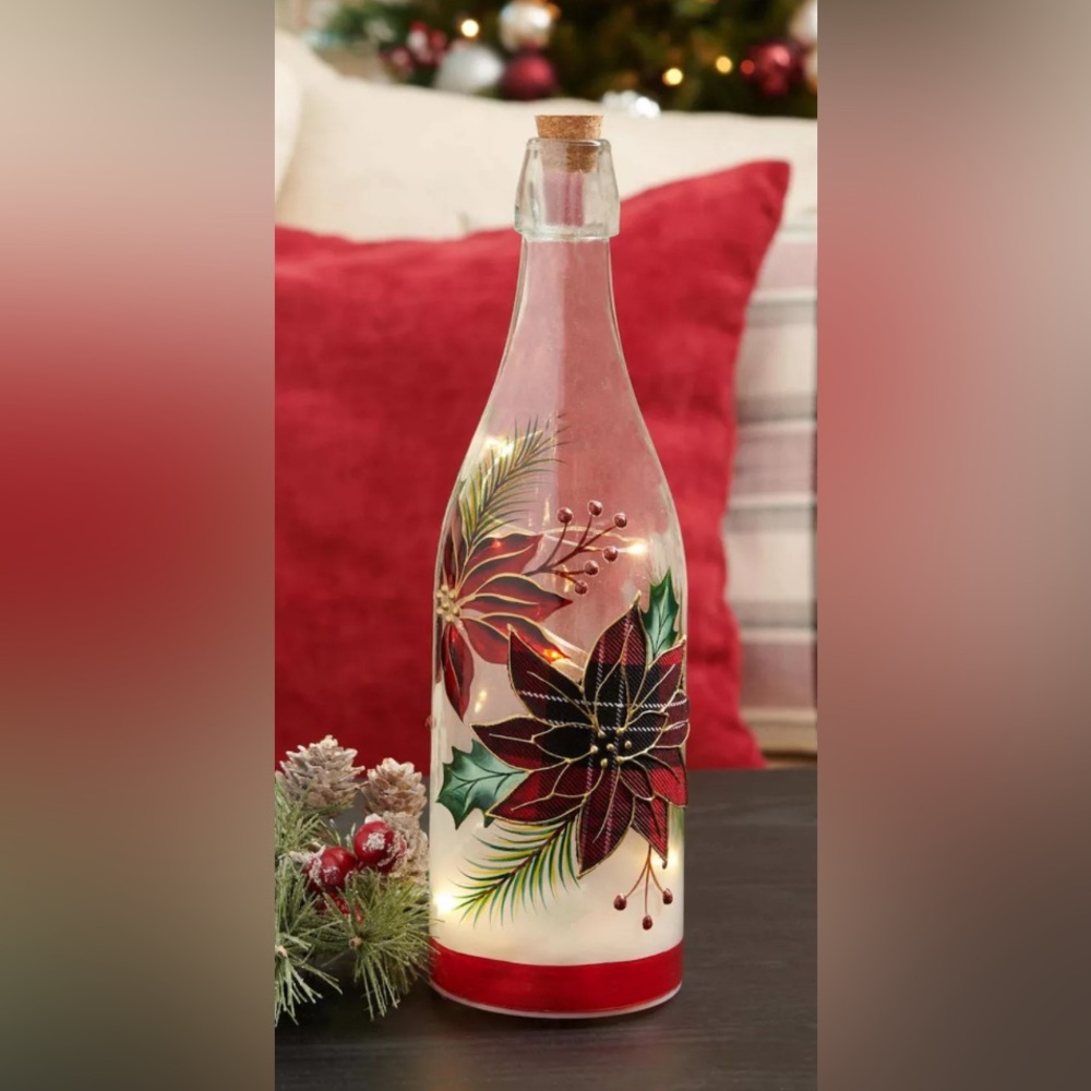 🔮 Studio 66 Pretty In Plaid Bottle Lighting Table Decor, NWT/NIB